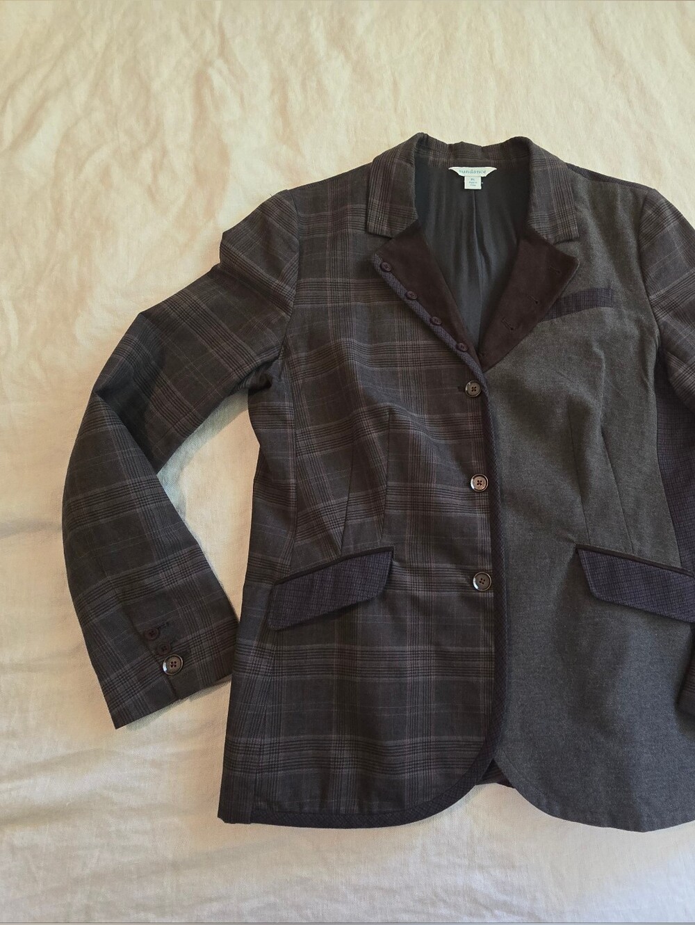 Sundance Mixed Print Plaid Women's Blazer Jacket NWOT